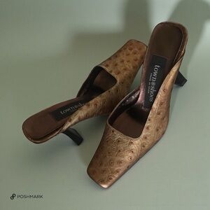 💖 Vintage Bronze Leather Mules 💖